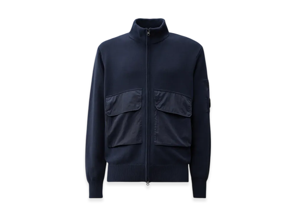 C.P. Company Cotton Mixed Lens Zip Knit "Oceana Blue"