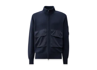 C.P. Company Cotton Mixed Lens Zip Knit "Oceana Blue"