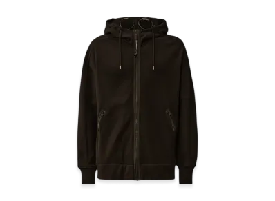 C.P. Company Diagonal Raised Fleece Goggle Hooded Sweatshirt "Black"