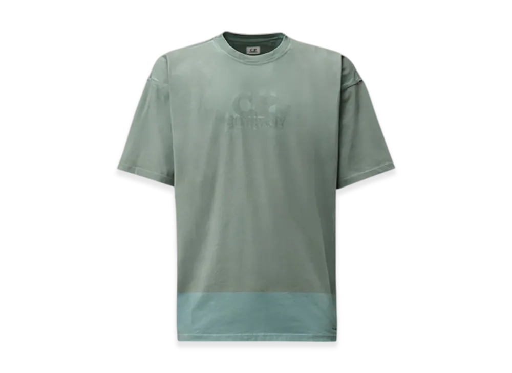 C.P. Company 24/1 Jersey Short Sleeve Printed Logo T-Shirt "Aegean Blue Light Blue"