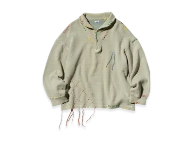 C.P. Company by Sashiko Gals Shawl Collar Knit Sashiko "Khaki"