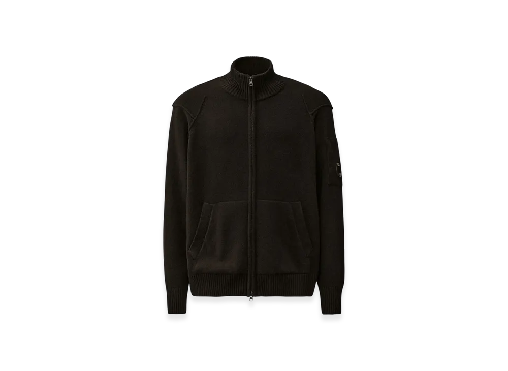 C.P. Company Lambswool GRS Full Zip Sweater "Black"