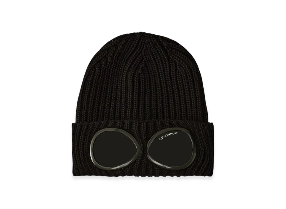 C.P. Company Extrafine Merino Wool Goggle Beanie "Black"
