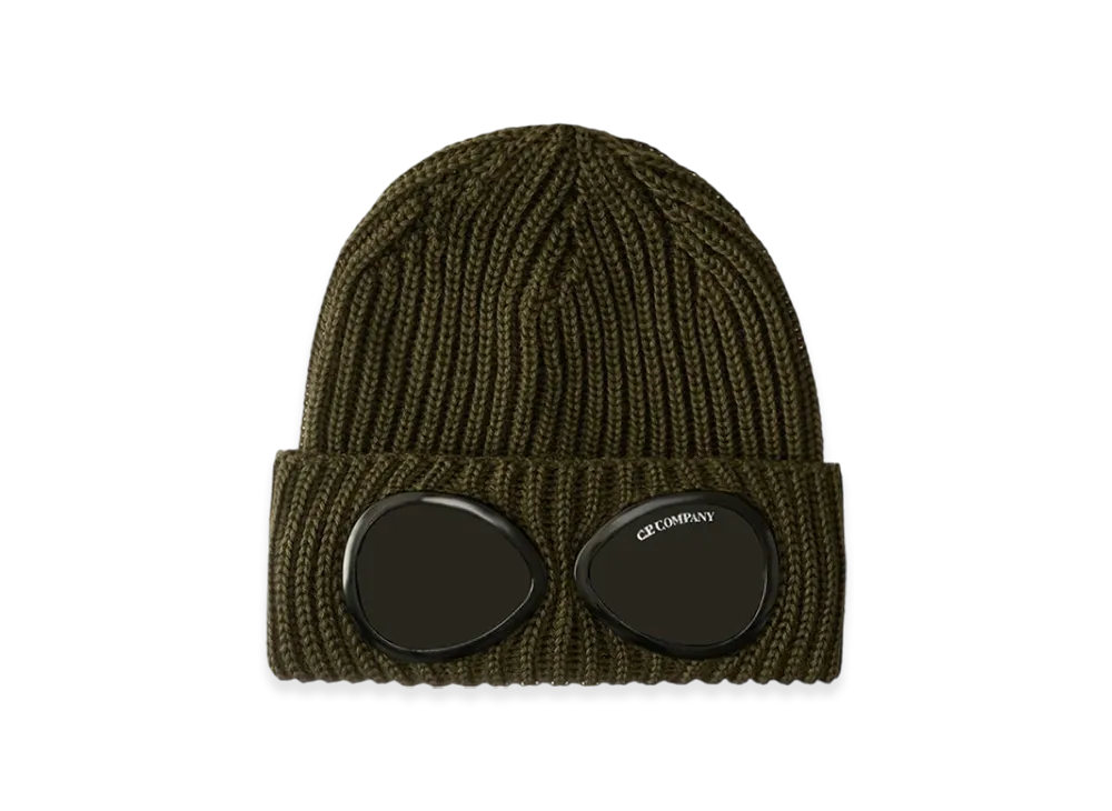 C.P. Company Extrafine Merino Wool Goggle Beanie "Ivy Green"