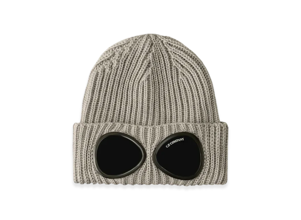 C.P. Company Extrafine Merino Wool Goggle Beanie "Moon Melange Grey"