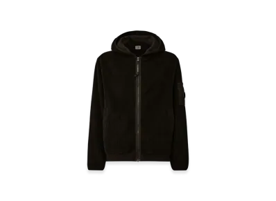 C.P. Company Corduroy 350 Full Zip Hooded Sweatshirt "Black"