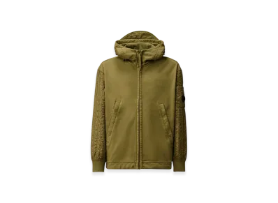 C.P. Company Diagonal Raised Fleece Mixed Full Zip Hooded Sweatshirt "Elmwood Green"