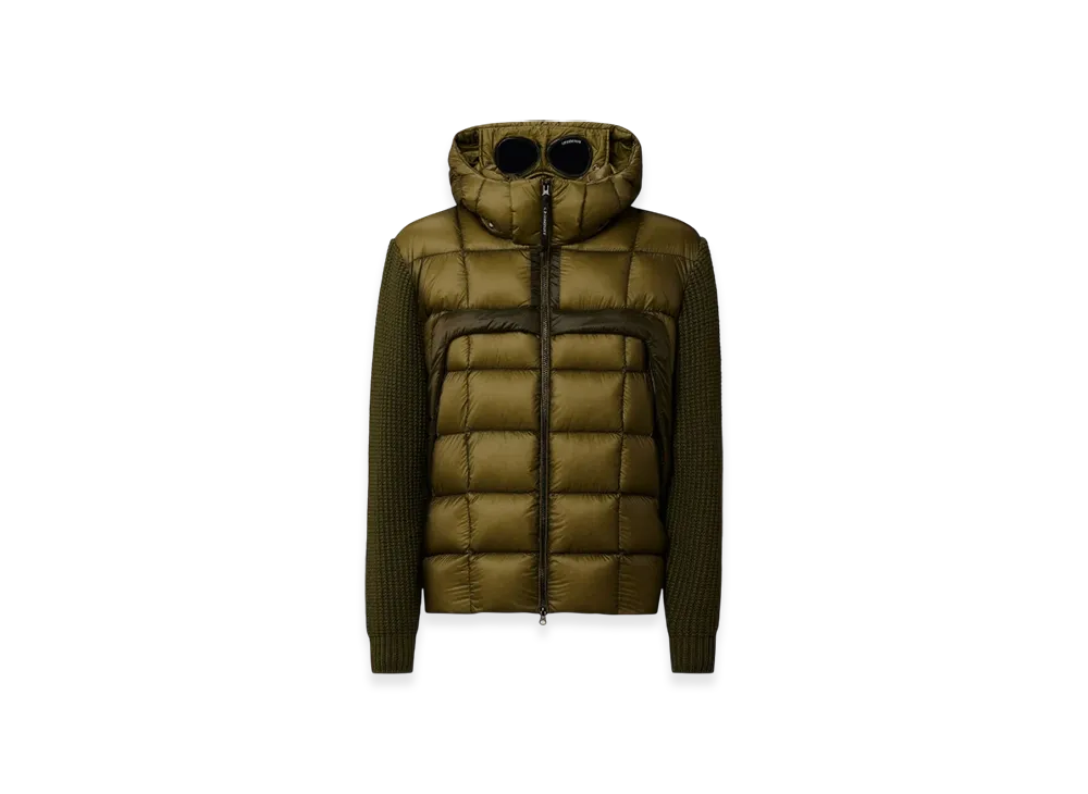 C.P. Company Extrafine Merino Wool Mixed Full Zip Goggle Sweater "Elmwood Green"