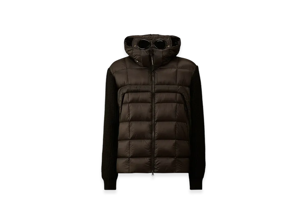 C.P. Company Extrafine Merino Wool Mixed Full Zip Goggle Sweater "Black"