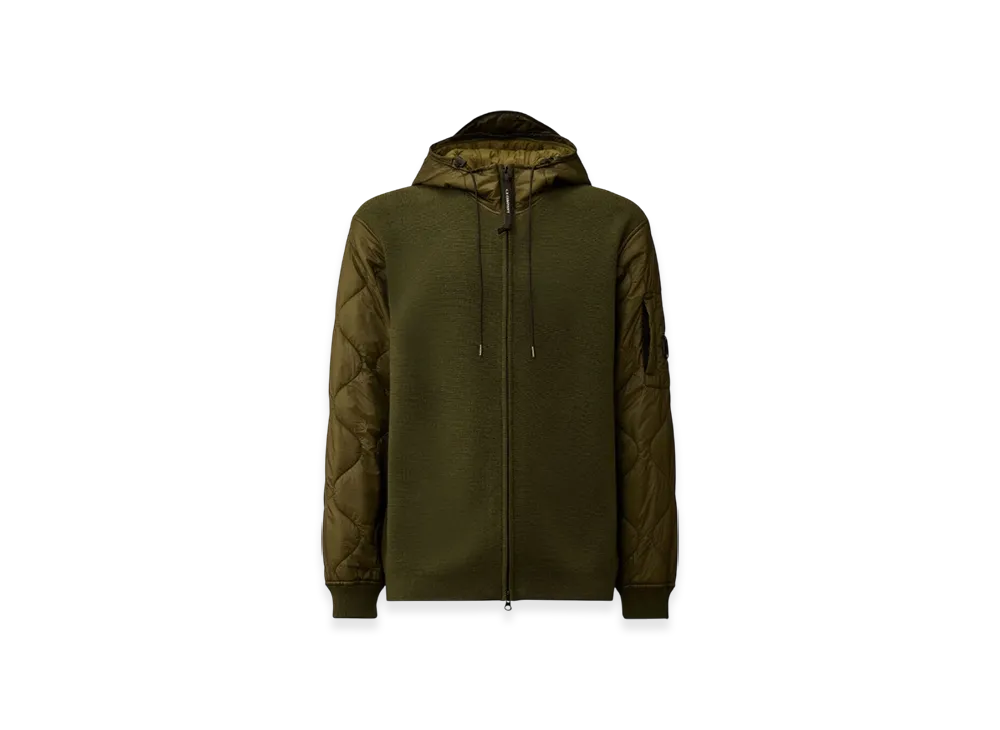 C.P. Company Extrafine Merino Wool Mixed Hooded Zip Sweater "Elmwood Green"