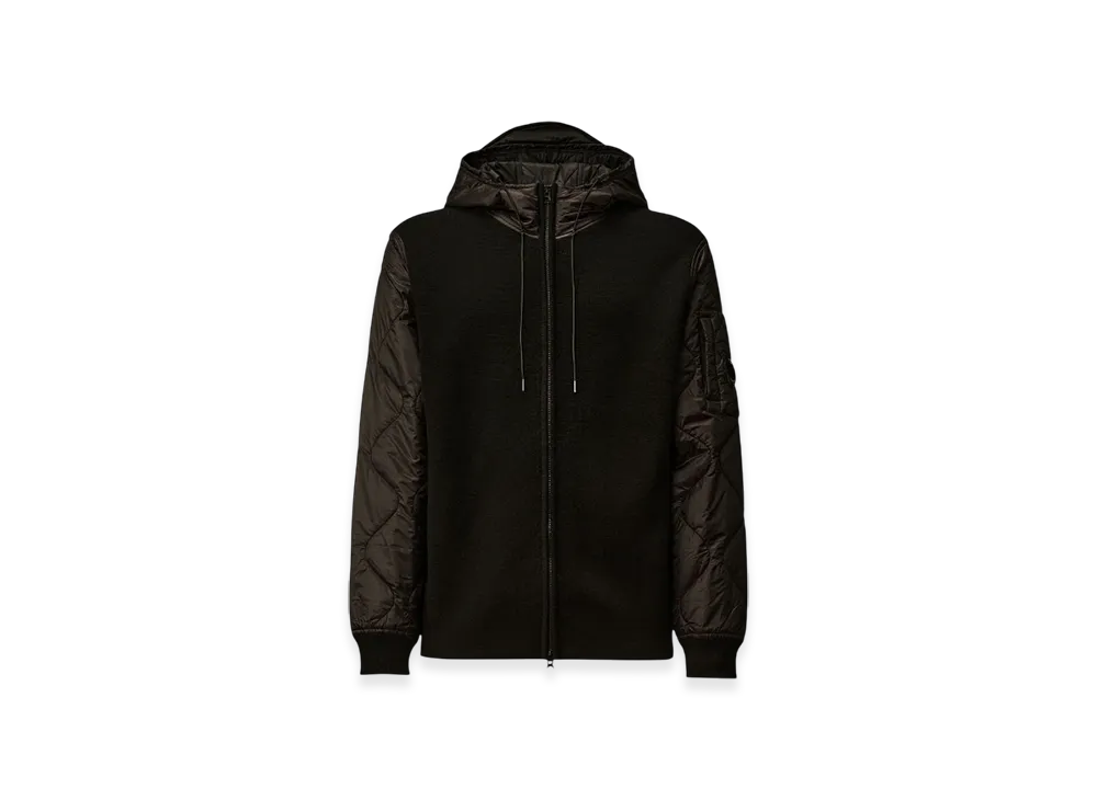 C.P. Company Extrafine Merino Wool Mixed Hooded Zip Sweater "Black"