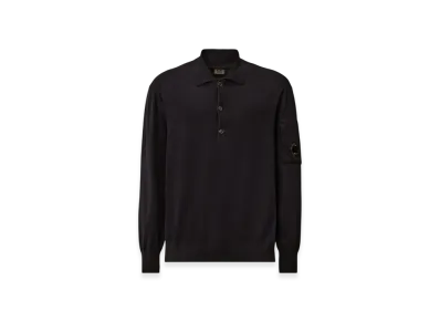 C.P. Company Extrafine Merino Wool Polo Sweater "Total Eclipse Blue"