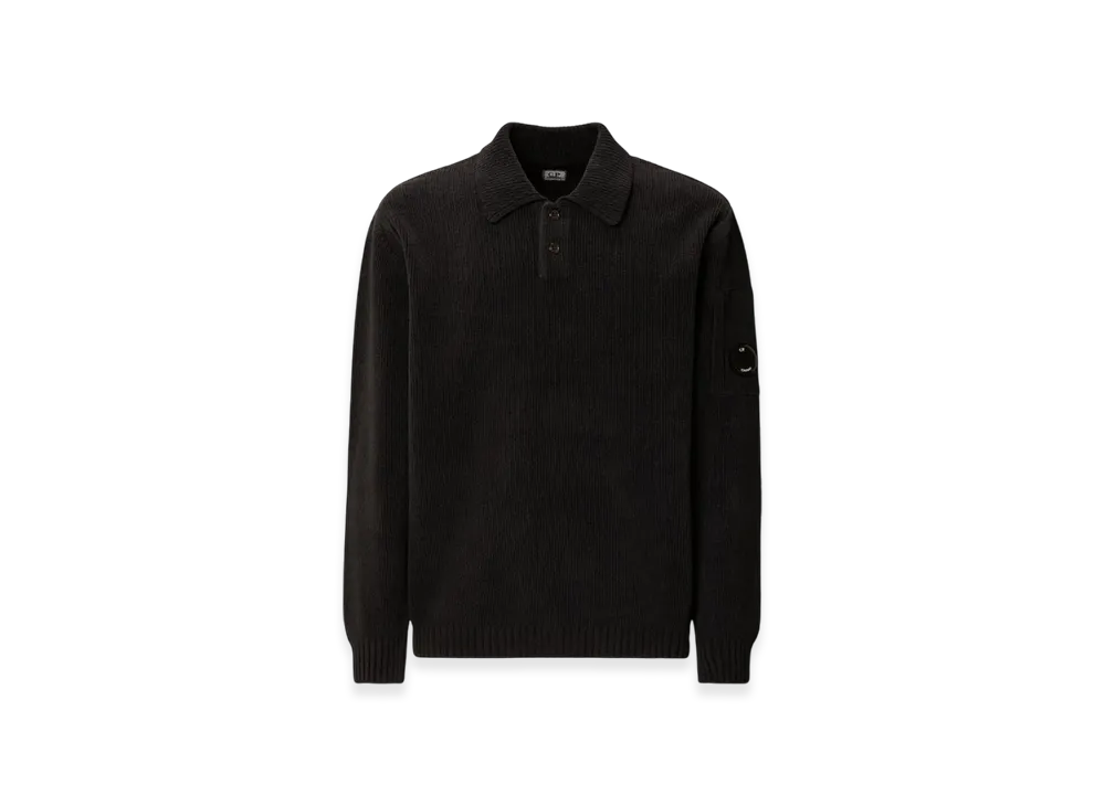 C.P. Company Cotton Chenille Polo Sweater "Total Eclipse Blue"