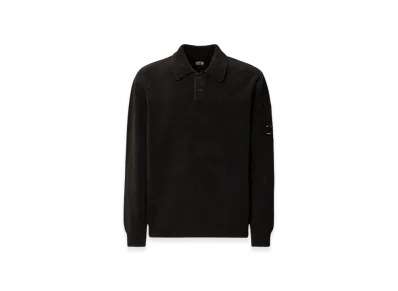 C.P. Company Cotton Chenille Polo Sweater "Total Eclipse Blue"