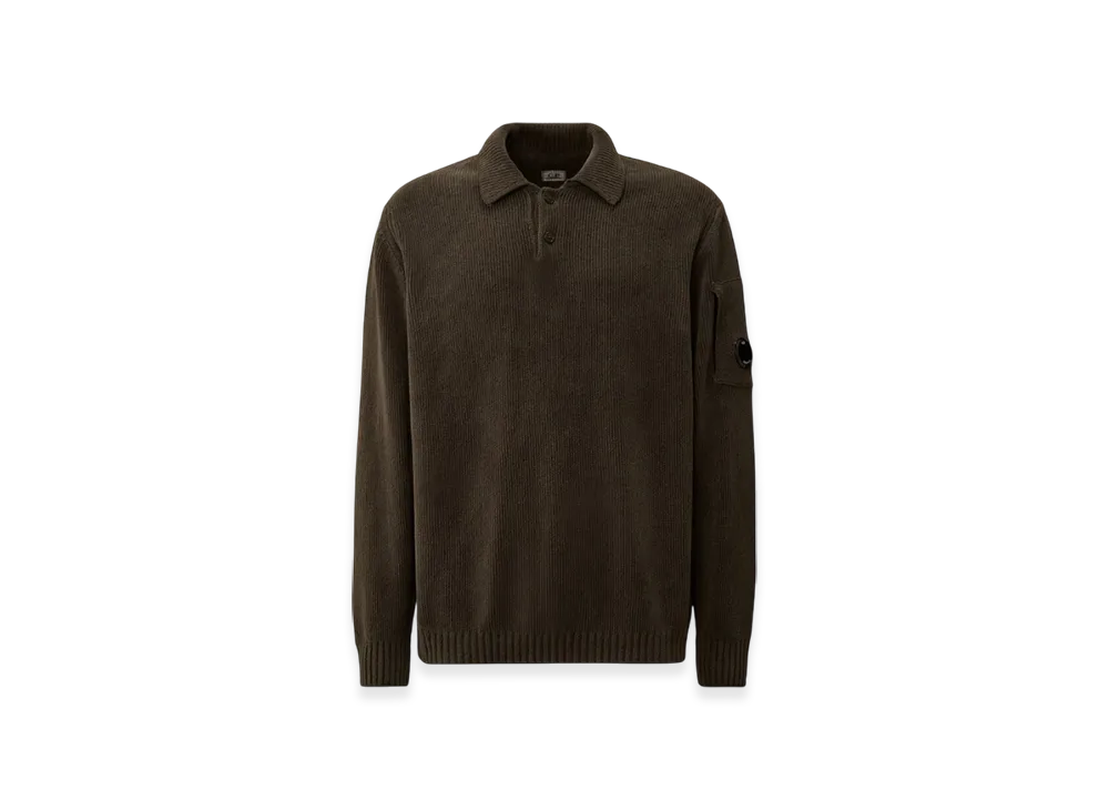 C.P. Company Cotton Chenille Polo Sweater "Dark Shadow Grey"