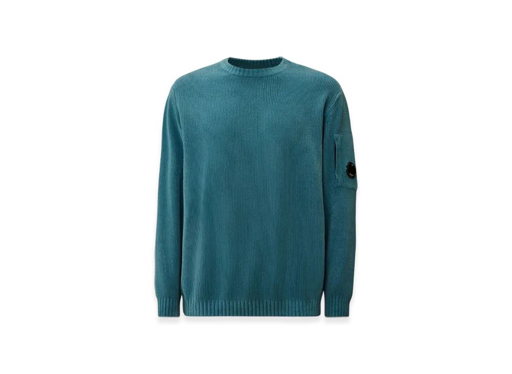 C.P. Company Cotton Chenille Crewneck Sweater "Aegean Blue Light Blue"