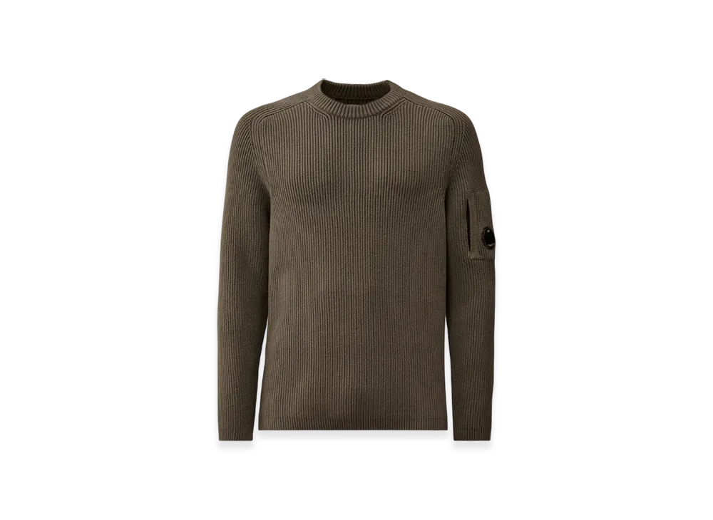 C.P. Company Full Rib Crewneck Lens Sweater "Gunmetal Grey"