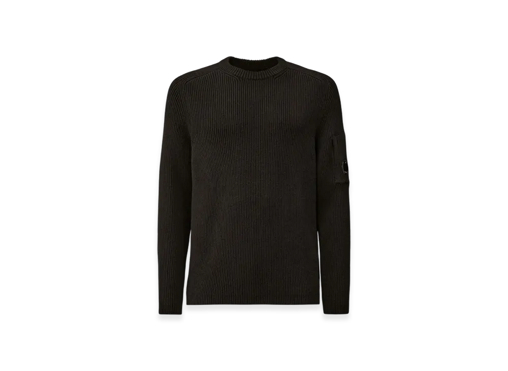C.P. Company Full Rib Crewneck Lens Sweater "Black"