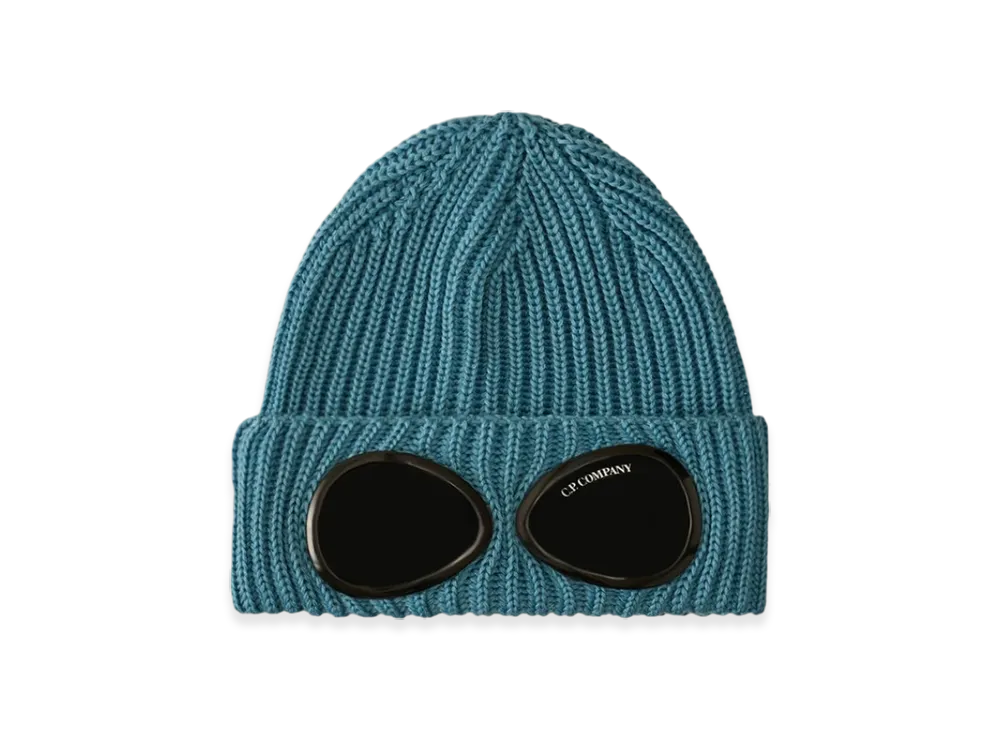 C.P. Company Extrafine Merino Wool Goggle Beanie "Aegean Blue Light Blue"