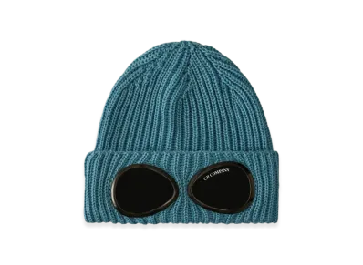 C.P. Company Extrafine Merino Wool Goggle Beanie "Aegean Blue Light Blue"