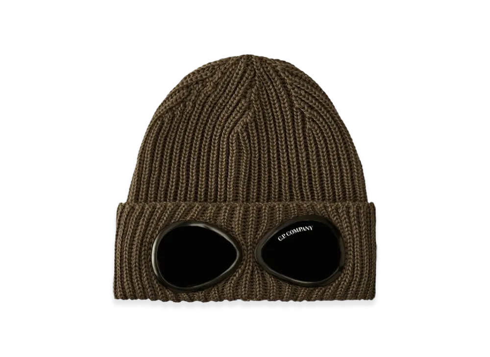 C.P. Company Extrafine Merino Wool Goggle Beanie "Walnut Beige"