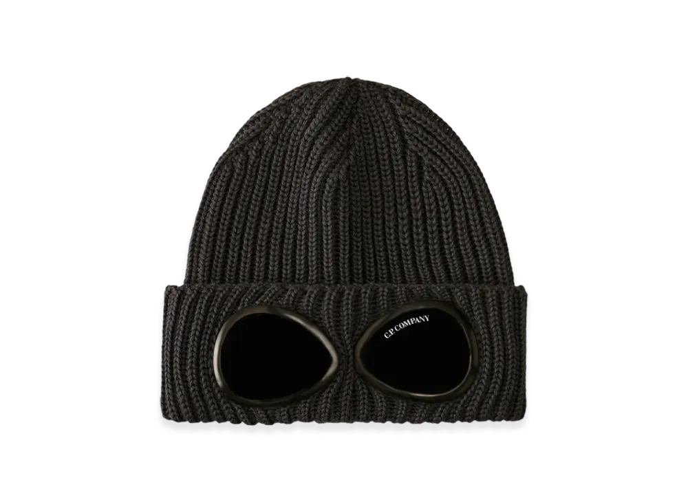 C.P. Company Extrafine Merino Wool Goggle Beanie "Ebony Grey"
