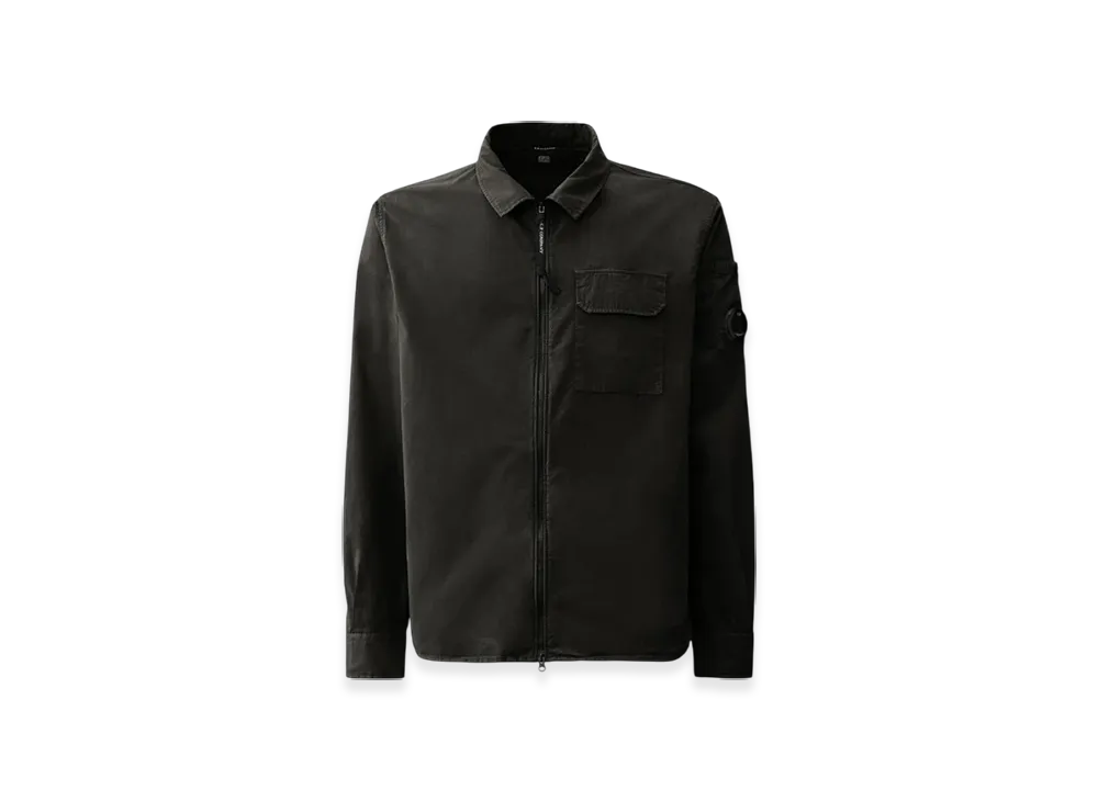 C.P. Company Organic Gabardine Full Zip Overshirt "Black"