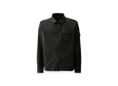 C.P. Company Organic Gabardine Full Zip Overshirt "Black"