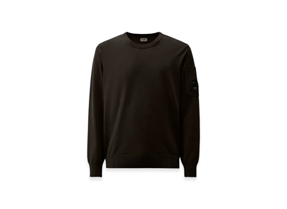 C.P. Company Cotton Crepe Crewneck Lens Knit "Black"