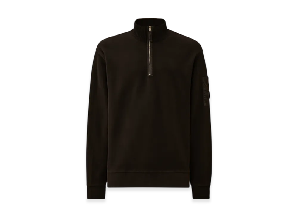 C.P. Company Brushed Emerized Diagonal Fleece Half Zip Lens Sweatshirt "Black"