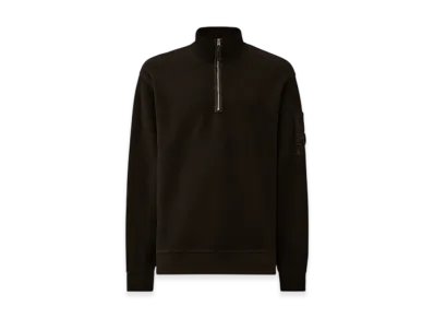 C.P. Company Brushed Emerized Diagonal Fleece Half Zip Lens Sweatshirt "Black"