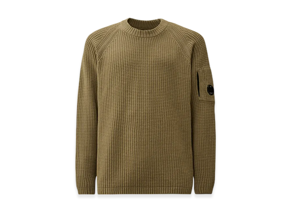 C.P. Company Cotton Chenille Crewneck Lens Sweater "Fallen Rock Grey"