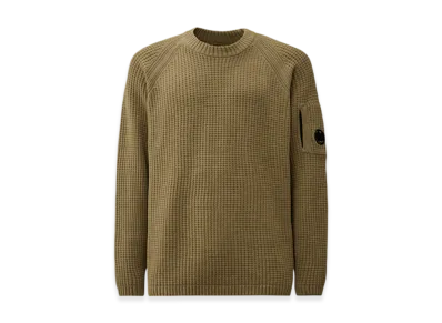 C.P. Company Cotton Chenille Crewneck Lens Sweater "Fallen Rock Grey"