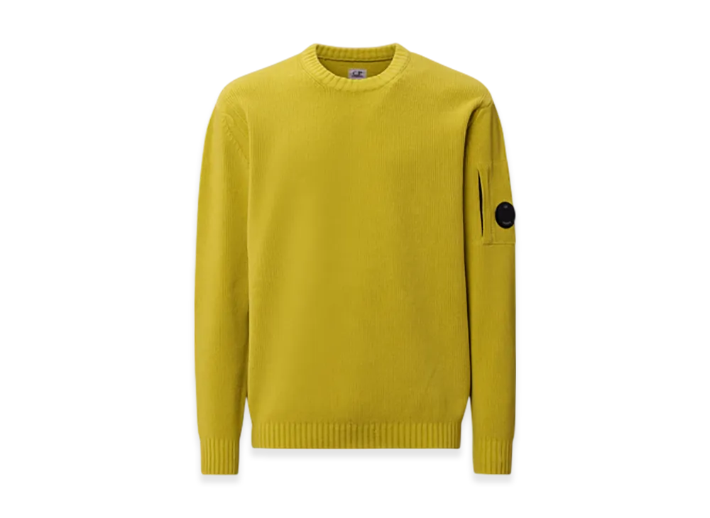 C.P. Company Cotton Chenille Crewneck Sweater "Green Sheen Yellow"