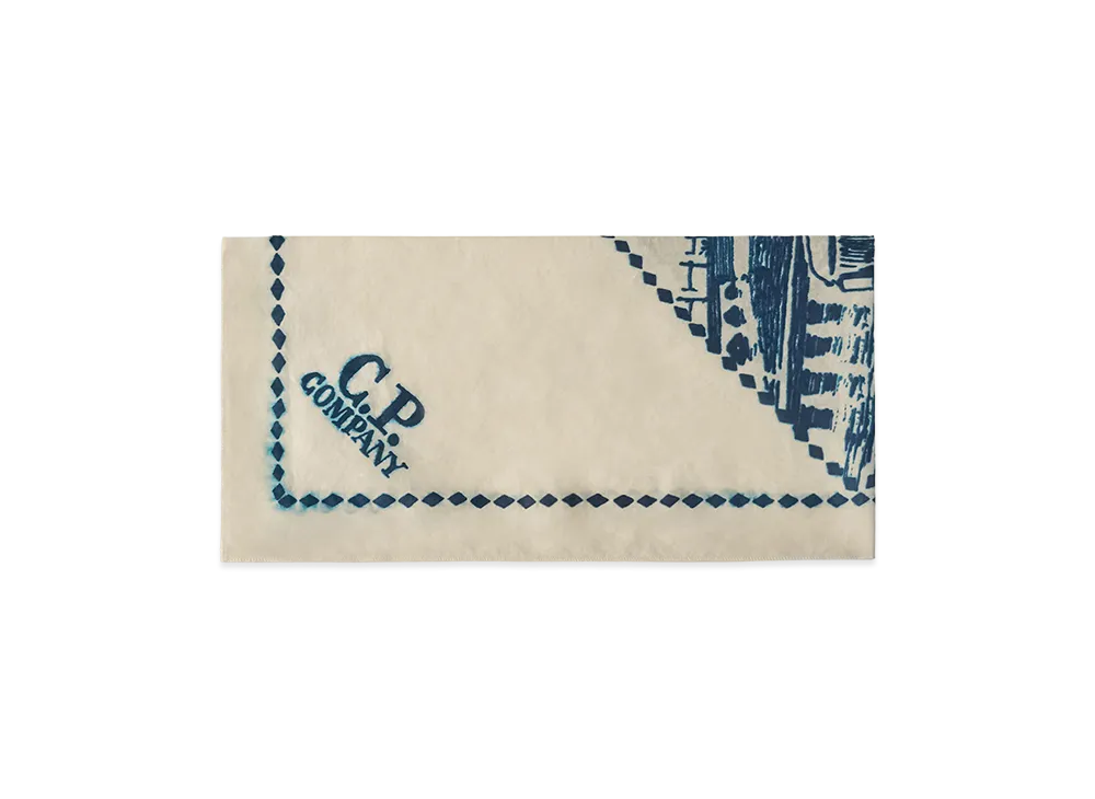 C.P. Company Printed Muslin Graphic Bandana "Gauze White"