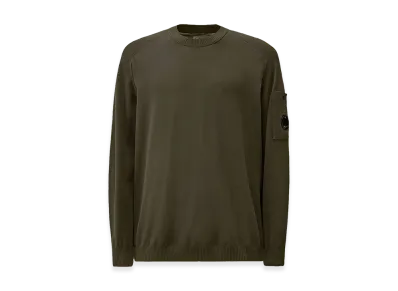 C.P. Company Cotton Crepe Crewneck Lens Sweater "Gunmetal Grey"