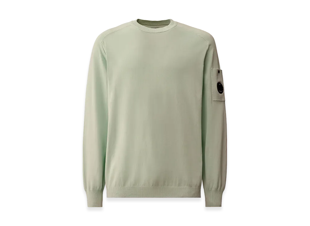 C.P. Company Cotton Crepe Crewneck Lens Sweater "Misty Blue"