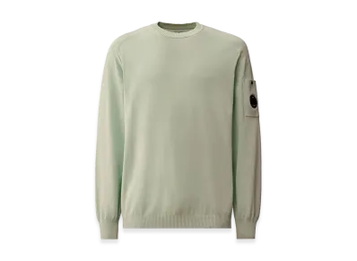 C.P. Company Cotton Crepe Crewneck Lens Sweater "Misty Blue"