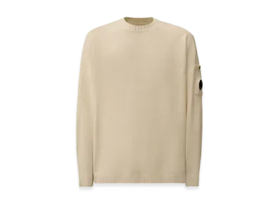 C.P. Company Cotton Chenille Crewneck Lens Sweater "Gauze White"