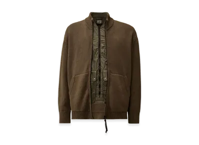 C.P. Company Cotton Mixed Zipped Cardigan "Gunmetal Grey"