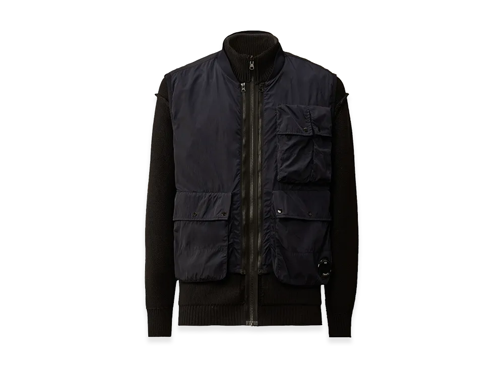 C.P. Company Cotton Mixed Zipped Cardigan "Total Eclipse Blue"