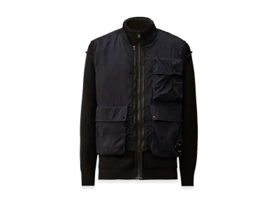 C.P. Company Cotton Mixed Zipped Cardigan "Total Eclipse Blue"