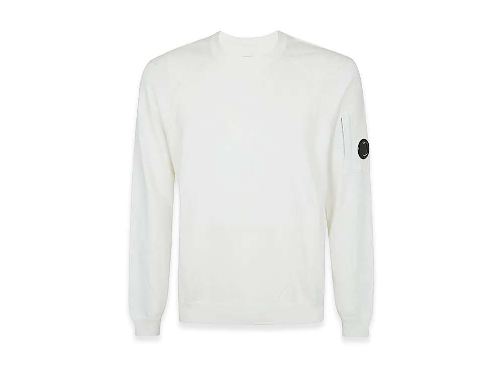 C.P. Company Cotton Sea Island Crewneck Lens Knit "White"
