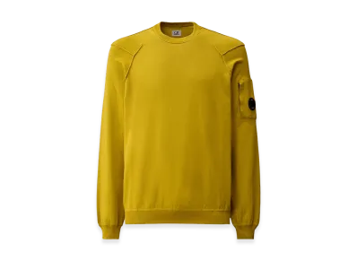 C.P. Company Cotton Sea Island Crewneck Lens Knit "Antique MossYellow"