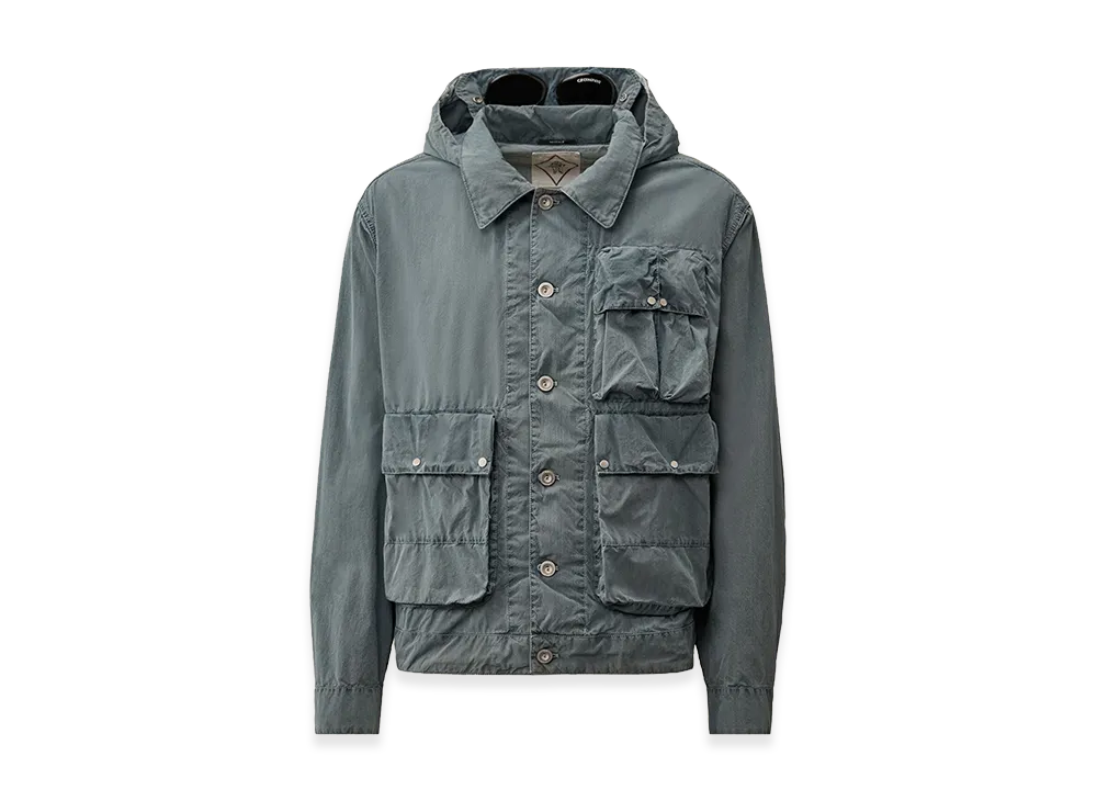 C.P. Company 50 Fili Indigo Bleached Goggle Jacket "Stone Bleach White"
