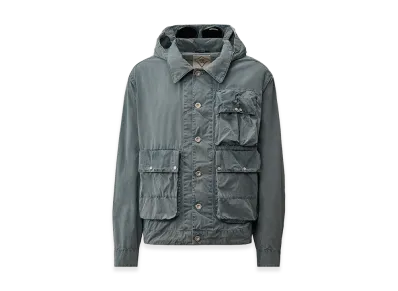C.P. Company 50 Fili Indigo Bleached Goggle Jacket "Stone Bleach White"