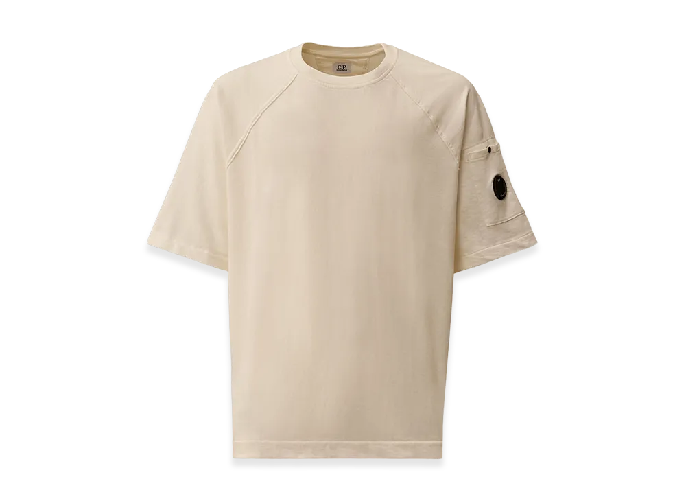 C.P. Company Light Fleece Short Sleeve Sweatshirt "Gauze White"