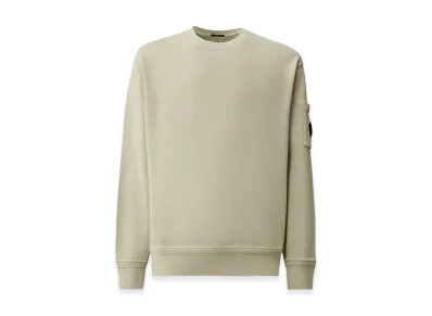 C.P. Company Cotton Diagonal Fleece Resist Dyed Crewneck Lens Sweatshirt "Misty Blue"