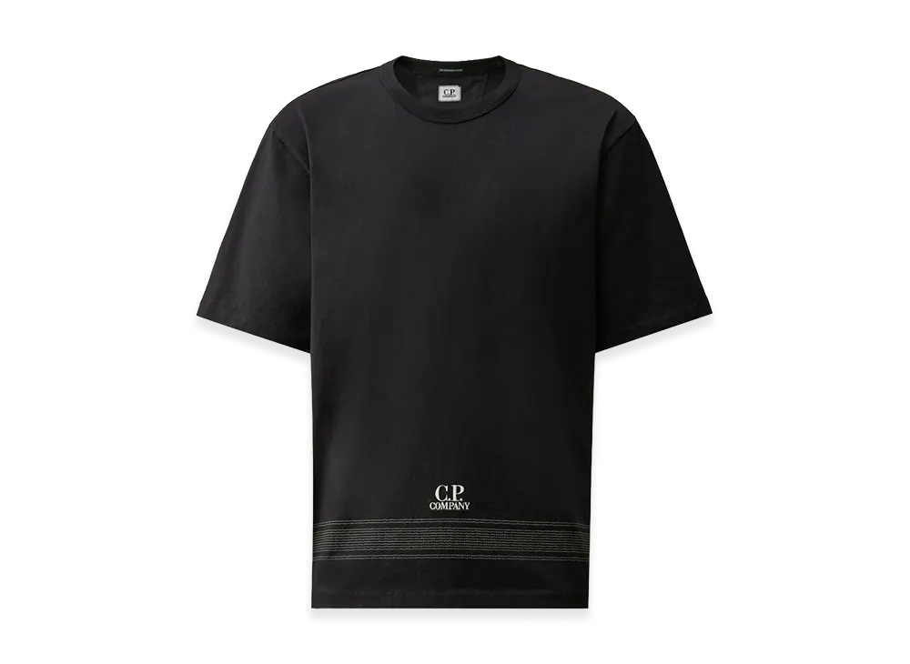 C.P. Company Mercerized Jersey 30/2 Twisted Short Sleeve Embroidery T-Shirt "Total Eclipse Blue"