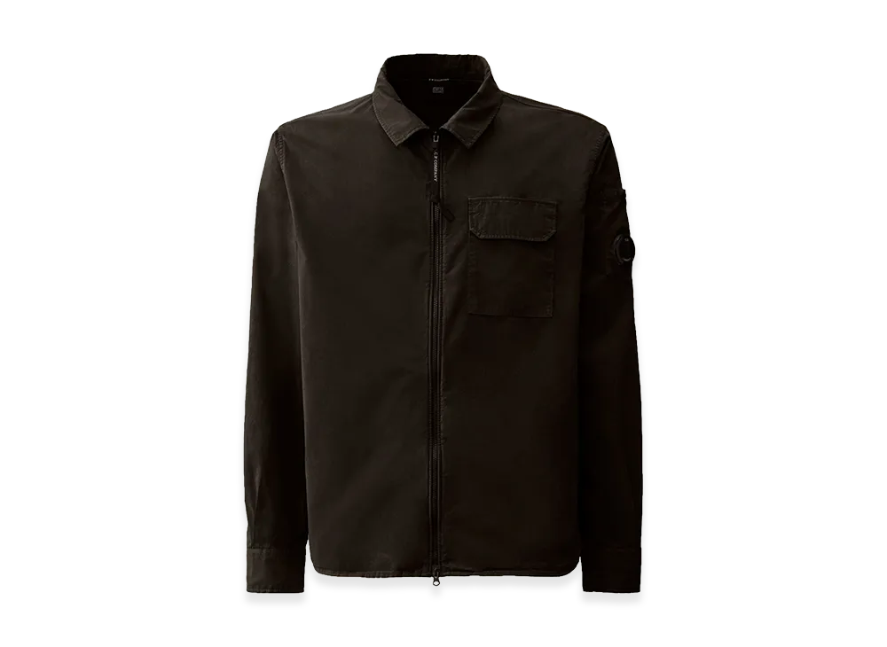 C.P. Company Organic Gabardine Zipped Lens Overshirt "Black"